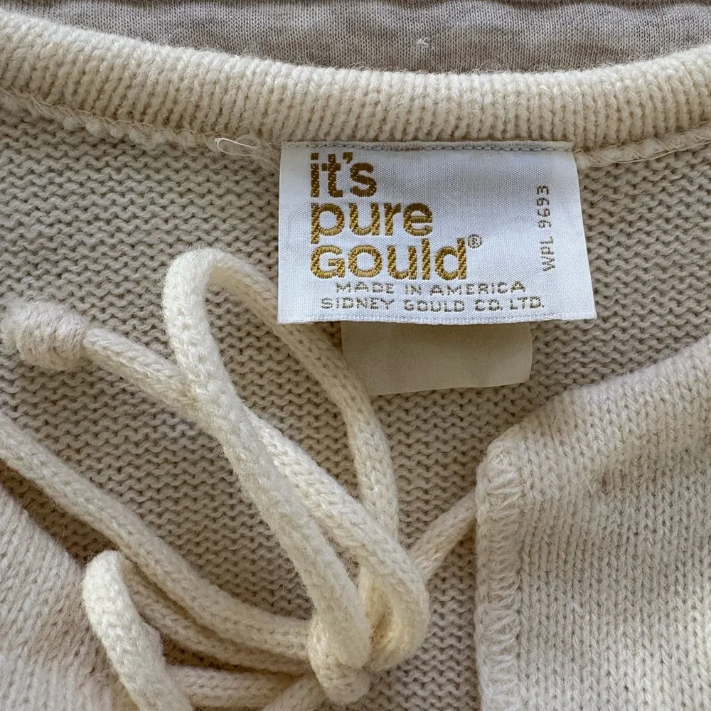 Vintage Sidney Gould “it’s pure Gould” Wool and Acrylic Cream Women’s Sweater - Picture 5 of 12
